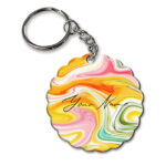 Your Name Rainbow Paintmix Design Customised Flower Key Chains