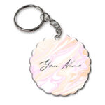 Your Name Peach Pink Liquid Marble Artwork Customised Flower Key Chains