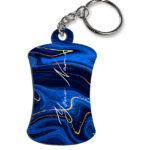Your Name Golden Blue Liquid Marble Artpiece Customised Hurdel Key Chains