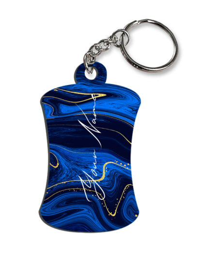 Your Name Golden Blue Liquid Marble Artpiece Customised Hurdel Key Chains