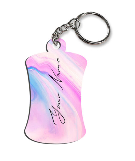 Your Name Pink Blue Liquid Marble Illustration Customised Hurdel Key Chains