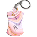 Your Name Pink Purple Liquid Marble Illustration Customised Hurdel Key Chains