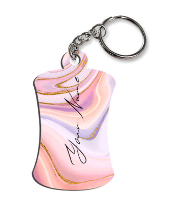 Your Name Pink Purple Liquid Marble Illustration Customised Hurdel Key Chains