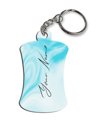 Your Name Blue Stroke Liquid Marble Artpiece Customised Hurdel Key Chains