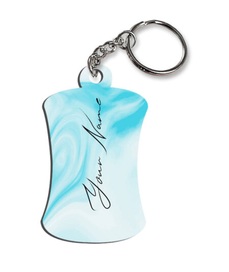 Your Name Blue Stroke Liquid Marble Artpiece Customised Hurdel Key Chains
