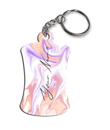 Your Name Peach Purple Liquid Marble Artwork Customised Hurdel Key Chains