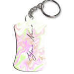 Your Name Green Pink Liquid Marble Artwork Customised Hurdel Key Chains