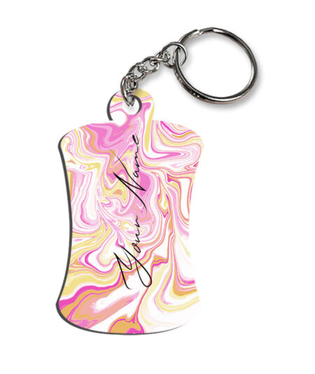 Your Name Gold Magenta Liquid Marble Illustration Customised Hurdel Key Chains