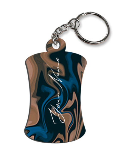 Your Name Blue Brown Paintmix Design Customised Hurdel Key Chains