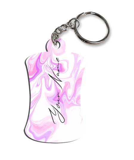Your Name Voilet Pink Liquid Marble Artwork Customised Hurdel Key Chains