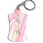 Your Name Pearl White Pink Liquid Marble Illustration Customised Hurdel Key Chains