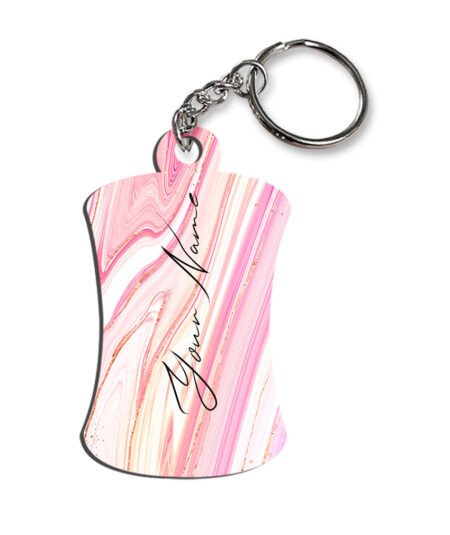 Your Name Pearl White Pink Liquid Marble Illustration Customised Hurdel Key Chains