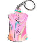 Your Name Cyan Blue Pink Paintmix Design Customised Hurdel Key Chains
