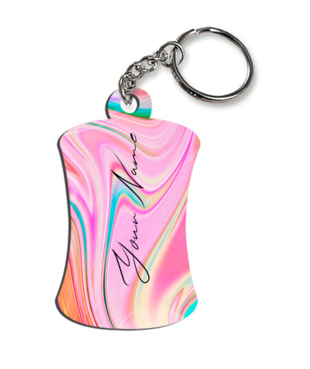 Your Name Cyan Blue Pink Paintmix Design Customised Hurdel Key Chains