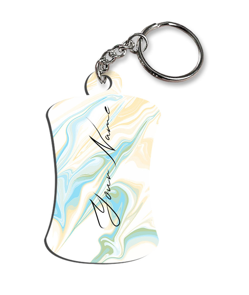 Your Name Multicolor Liquid Marble Artwork Customised Hurdel Key Chains