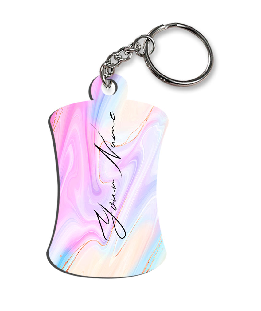 Your Name Multicolor Liquid Marble Illustration Customised Hurdel Key Chains