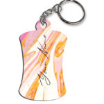 Your Name Golden Pink Liquid Marble Illustration Customised Hurdel Key Chains