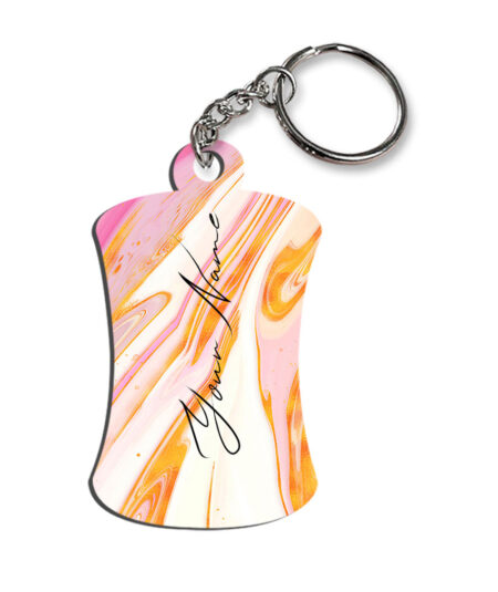 Your Name Golden Pink Liquid Marble Illustration Customised Hurdel Key Chains