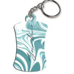 Your Name White Blue Liquid Marble Artwork Customised Hurdel Key Chains