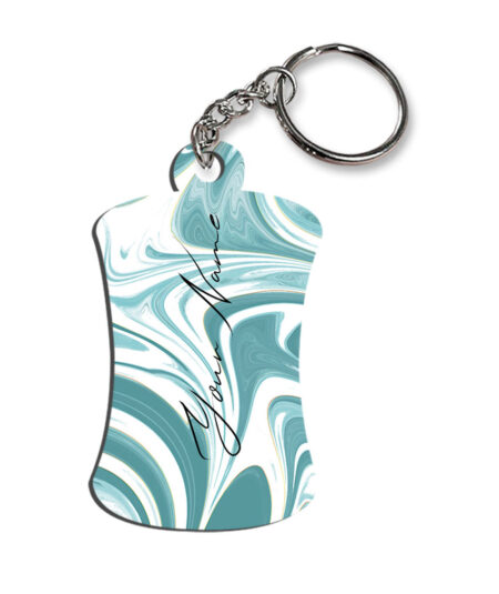 Your Name White Blue Liquid Marble Artwork Customised Hurdel Key Chains