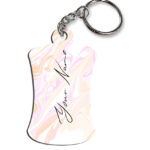 Your Name Peach Pink Liquid Marble Artwork Customised Hurdel Key Chains