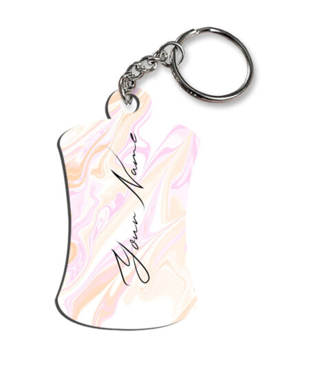Your Name Peach Pink Liquid Marble Artwork Customised Hurdel Key Chains
