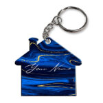 Your Name Golden Blue Liquid Marble Artpiece Customised Home Key Chains