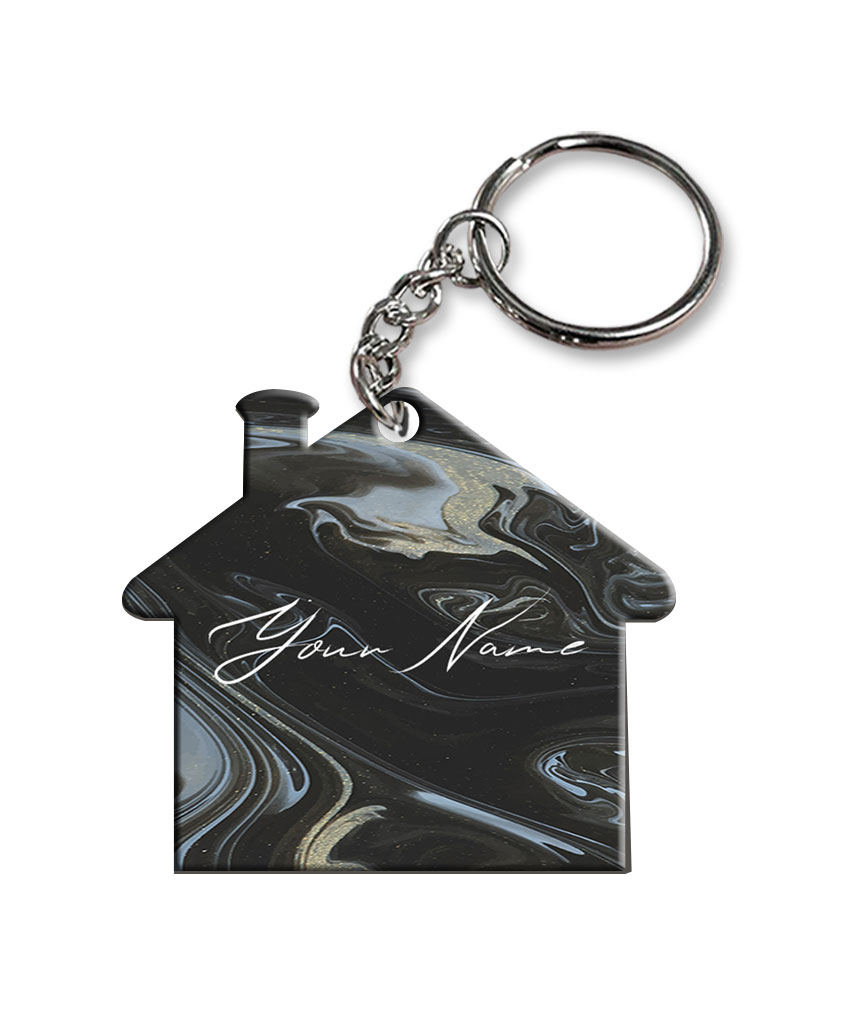 Your Name Grey Black Paintmix Design Customised Home Key Chains