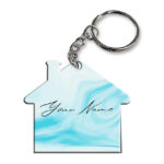 Your Name Blue Stroke Liquid Marble Artpiece Customised Home Key Chains