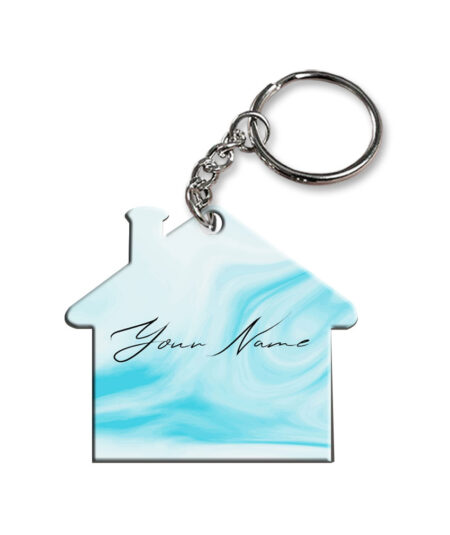 Your Name Blue Stroke Liquid Marble Artpiece Customised Home Key Chains