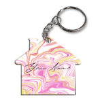 Your Name Gold Magenta Liquid Marble Illustration Customised Home Key Chains