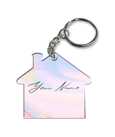 Your Name Multicolor Gradient Liquid Marble Illustration Customised Home Key Chains