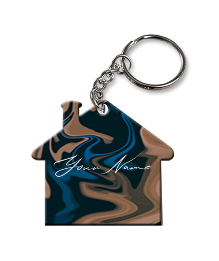Your Name Blue Brown Paintmix Design Customised Home Key Chains