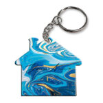 Your Name Blue Gold Liquid Marble Artpiece Customised Home Key Chains