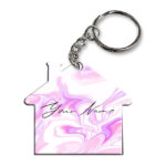 Your Name Voilet Pink Liquid Marble Artwork Customised Home Key Chains