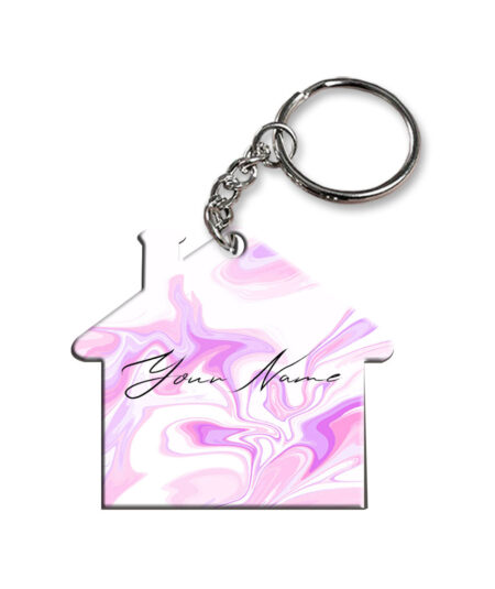 Your Name Voilet Pink Liquid Marble Artwork Customised Home Key Chains