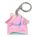 Your Name Cyan Blue Pink Paintmix Design Customised Home Key Chains