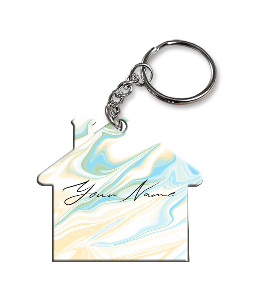 Your Name Multicolor Liquid Marble Artwork Customised Home Key Chains