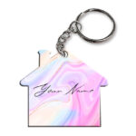 Your Name Multicolor Liquid Marble Illustration Customised Home Key Chains