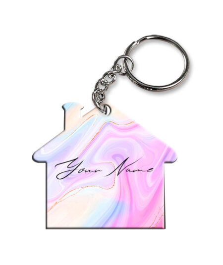 Your Name Multicolor Liquid Marble Illustration Customised Home Key Chains