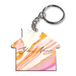 Your Name Golden Pink Liquid Marble Illustration Customised Home Key Chains