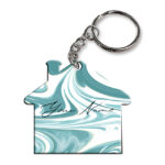 Your Name White Blue Liquid Marble Artwork Customised Home Key Chains