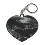 Your Name Grey Black Paintmix Design Customised Heart Key Chains