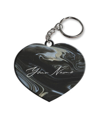Your Name Grey Black Paintmix Design Customised Heart Key Chains