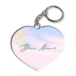 Your Name Multicolor Gradient Liquid Marble Illustration Customised Heart Key Chains