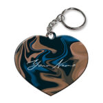 Your Name Blue Brown Paintmix Design Customised Heart Key Chains