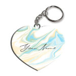 Your Name Multicolor Liquid Marble Artwork Customised Heart Key Chains