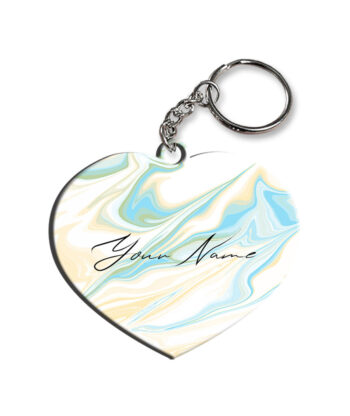 Your Name Multicolor Liquid Marble Artwork Customised Heart Key Chains