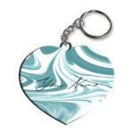 Your Name White Blue Liquid Marble Artwork Customised Heart Key Chains