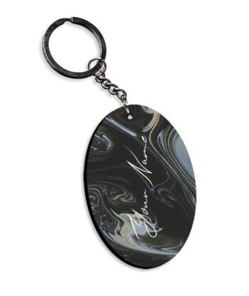 Your Name Grey Black Paintmix Design Customised Oval Key Chains